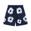 Denim Tears Navy Blue Cotton Wreath Print Casual Shorts