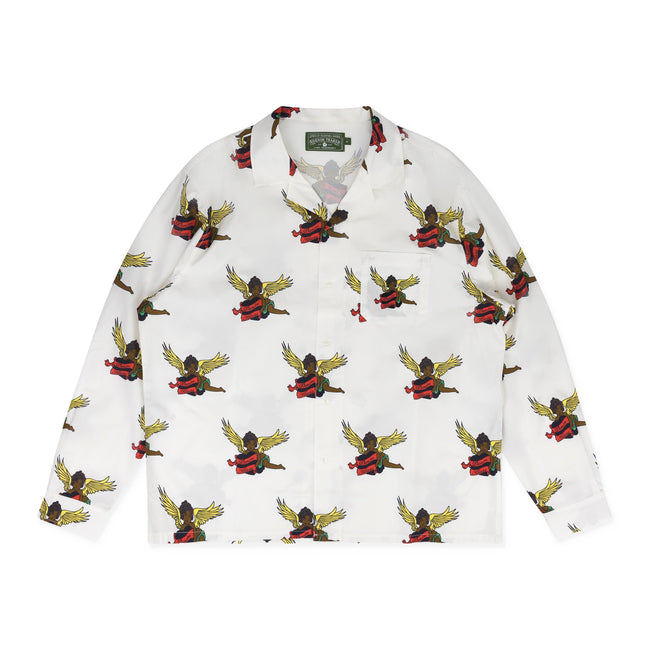 Denim Tears White Cherub Long Sleeve Button-Up Shirt Hover Image