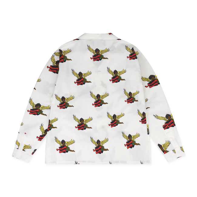 Denim Tears White Cherub Long Sleeve Button-Up Shirt Main Image
