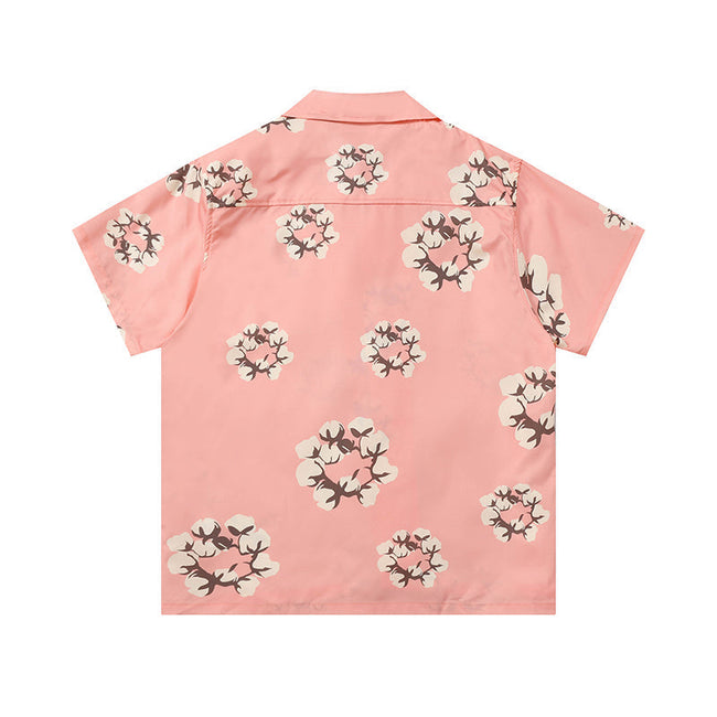 Denim Tears Pink All Over Floral Wreath Print Camp Collar Short Hover Image