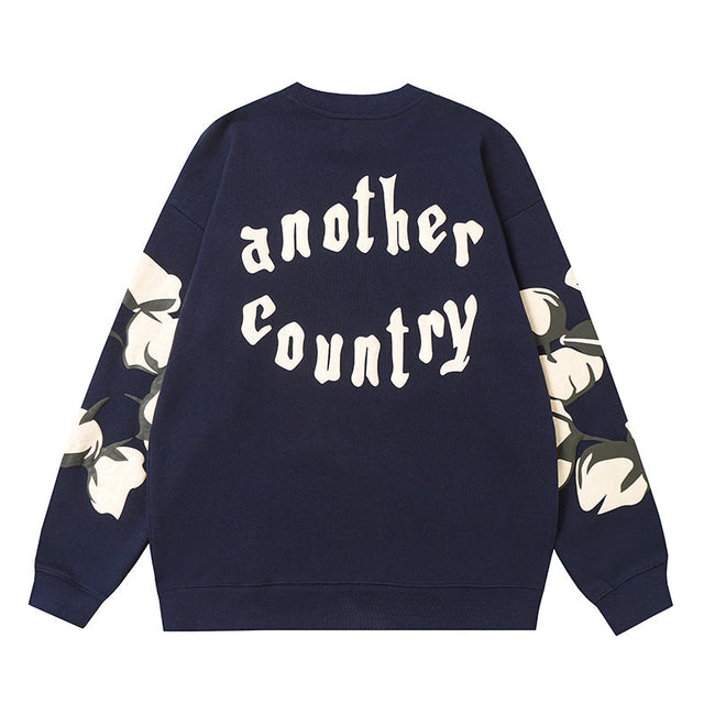 Denim Tears Navy Blue Crewneck Sweatshirt Floral Wreath Main Image