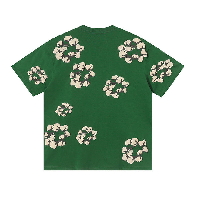 Denim Tears Forest Green Oversized All Over Beige Flower Wreath TOP Main Image