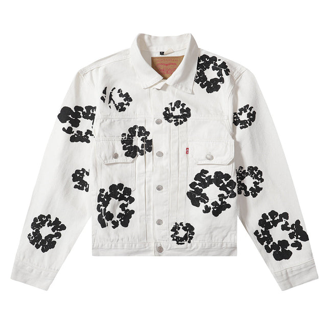 Denim Tears All‑Over Black Floral Print Streetwear Jacket Main Image