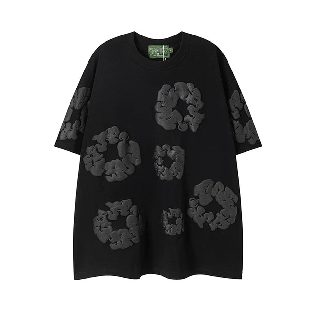 Denim Tears Black Tonal All‑Over Cotton Wreath Print  T‑Shirt Hover Image