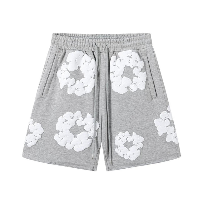 Denim Tears Heather Grey Cotton Wreath Print Casual Shorts Hover Image