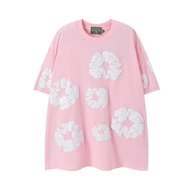 Denim Tears Pink All‑Over Cotton Wreath Print T‑Shirt Hover Image