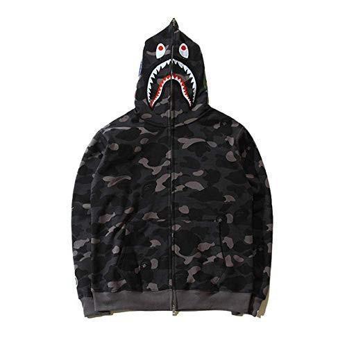 BAPE  Fall Winter Shark Black Grey Camo Full‑Zip Hoodie Hover Image