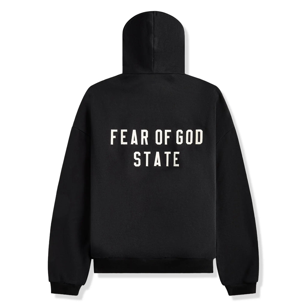 Fear Of God Essentials Heavy Fleece Black Zip-Up Hoodie (FW24)